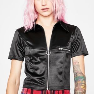 Dolls kill black zip up top